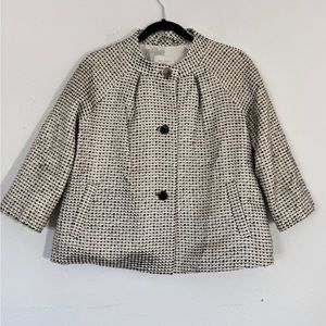 Kate Spade Black, White, and Gold Houndstooth Blazer